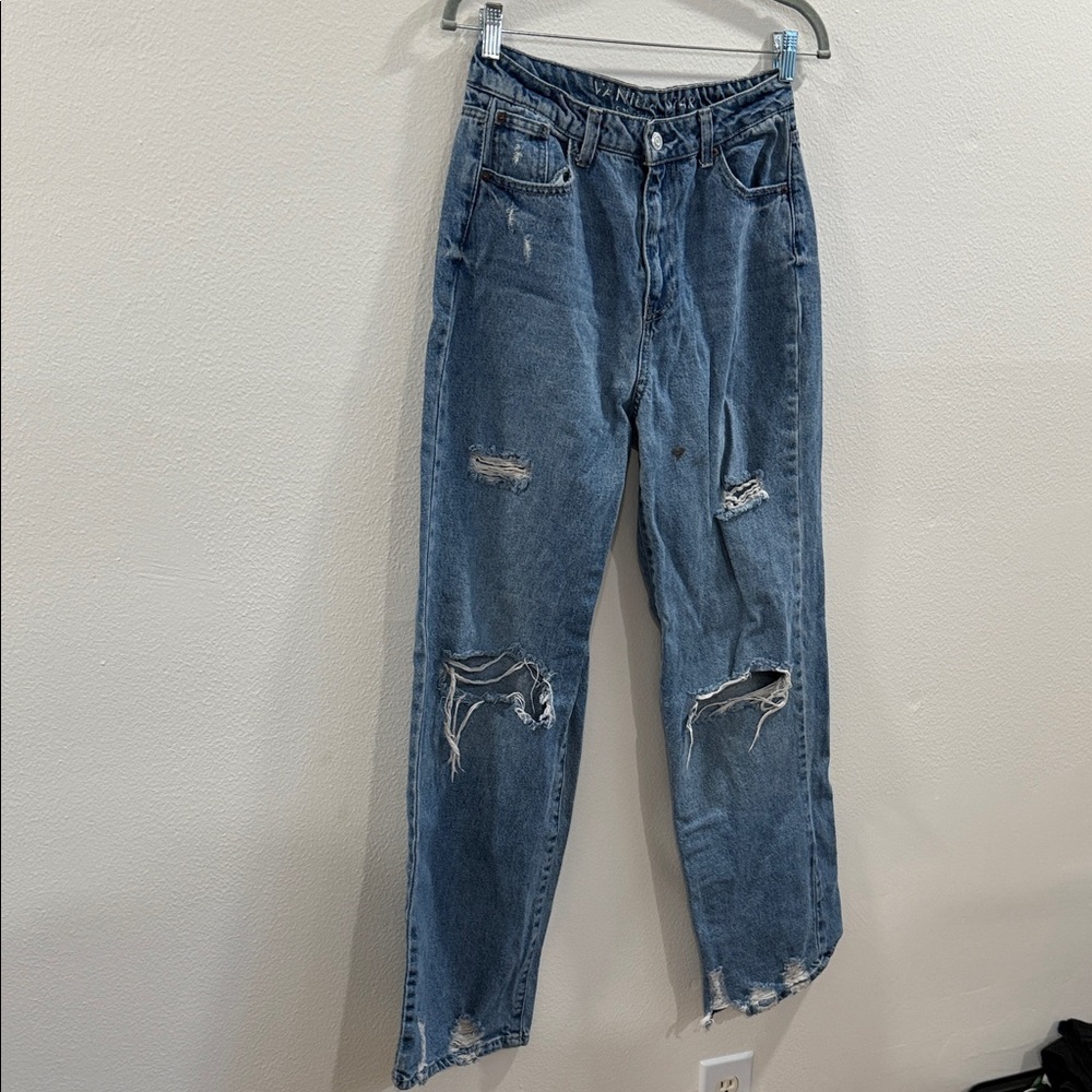 Distressed Blue Jeans